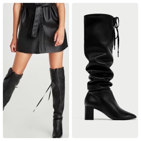 ZARA OVER THE KNEE BOOTS, 100% LEATHER NWT:EURO 39 - Picture 1 of 3